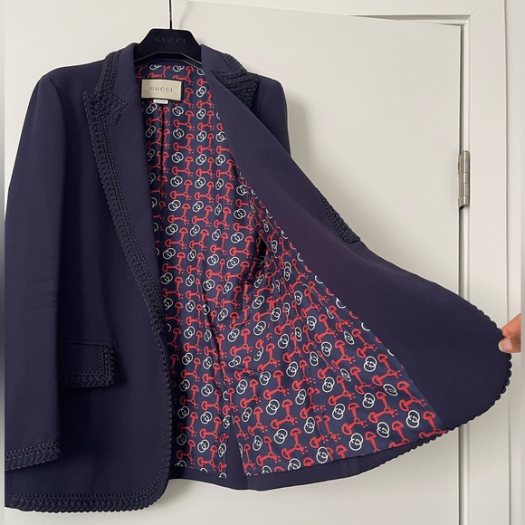 Gucci Navy Blue Single Breasted Blazer Jacket women’s size 38/ US 2 - Picture 5 of 16